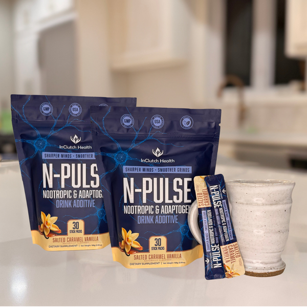 N-Pulse supplement packages on a kitchen counter